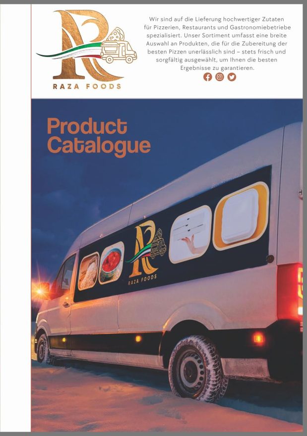 Titelseite Raza Foods Produktkatalog Pizzeria